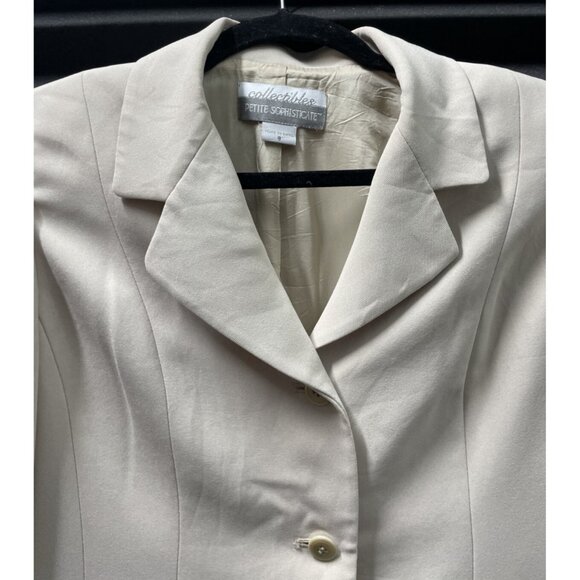 Petite Sophisticate Collectibles Women Beige Blazer Jacket Top Size 8 - Picture 2 of 11